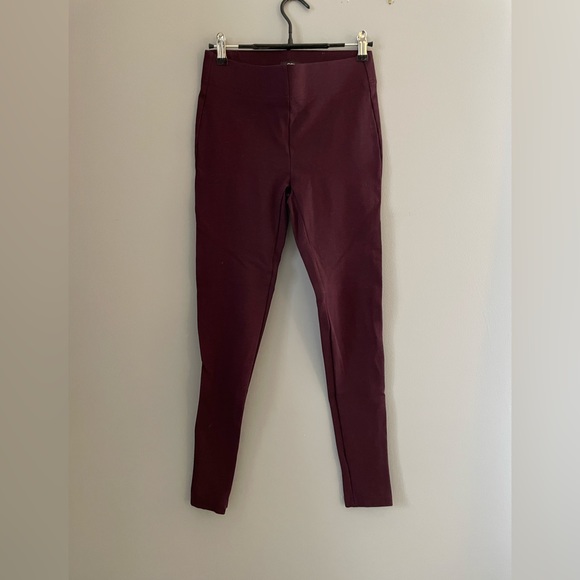 LOFT Seamed Ponte Leggings in burgundy heather, size XS - Picture 3 of 4